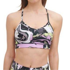 Dkny Sport Women's Marble-Print Strappy-Back Medium-Impact Sports Bra